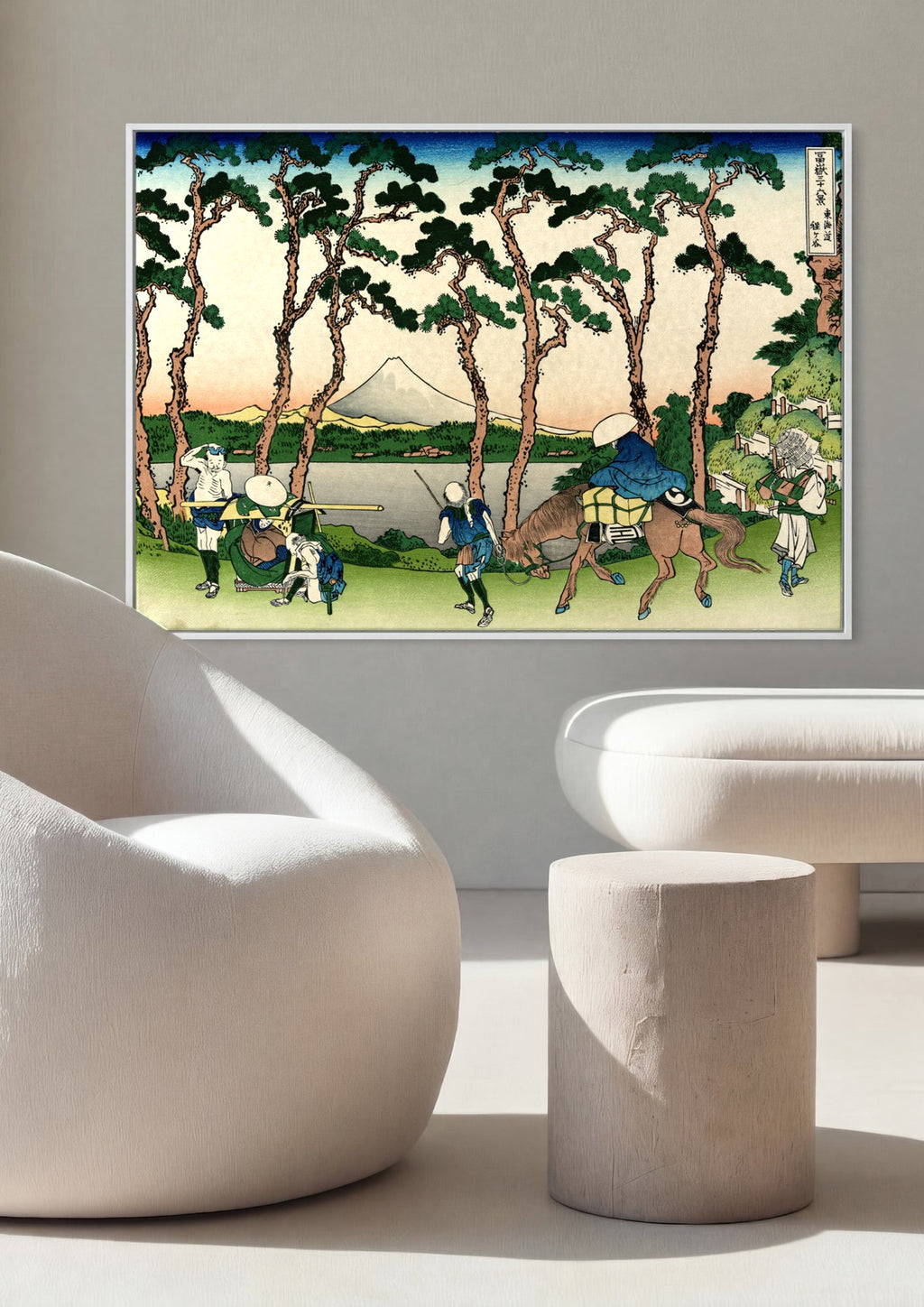 Quadro Decorativo A Estrada de Tokaido em Ejiri - Hokusai em ambiente decorado