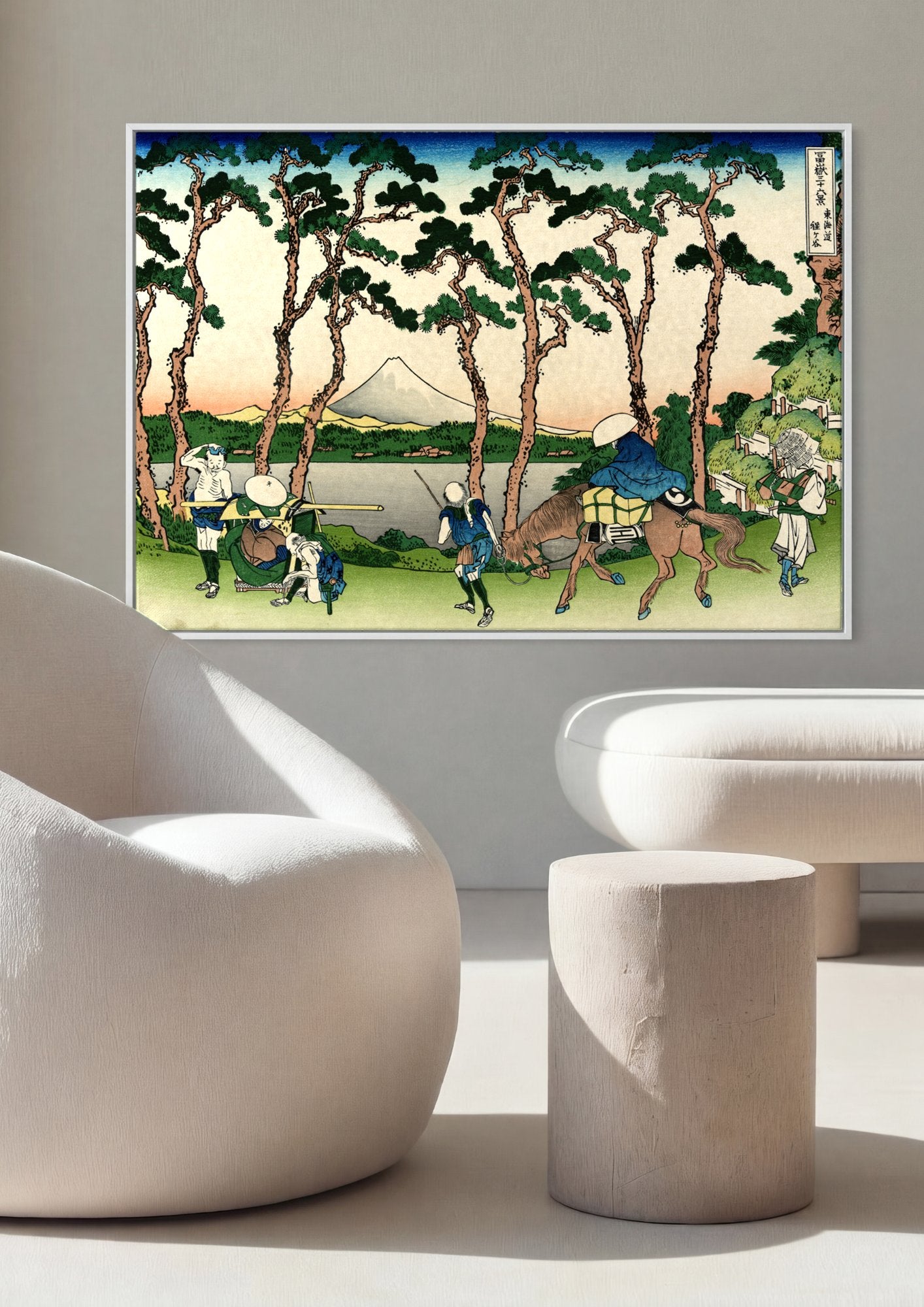 Quadro Decorativo A Estrada de Tokaido em Ejiri - Hokusai em ambiente decorado