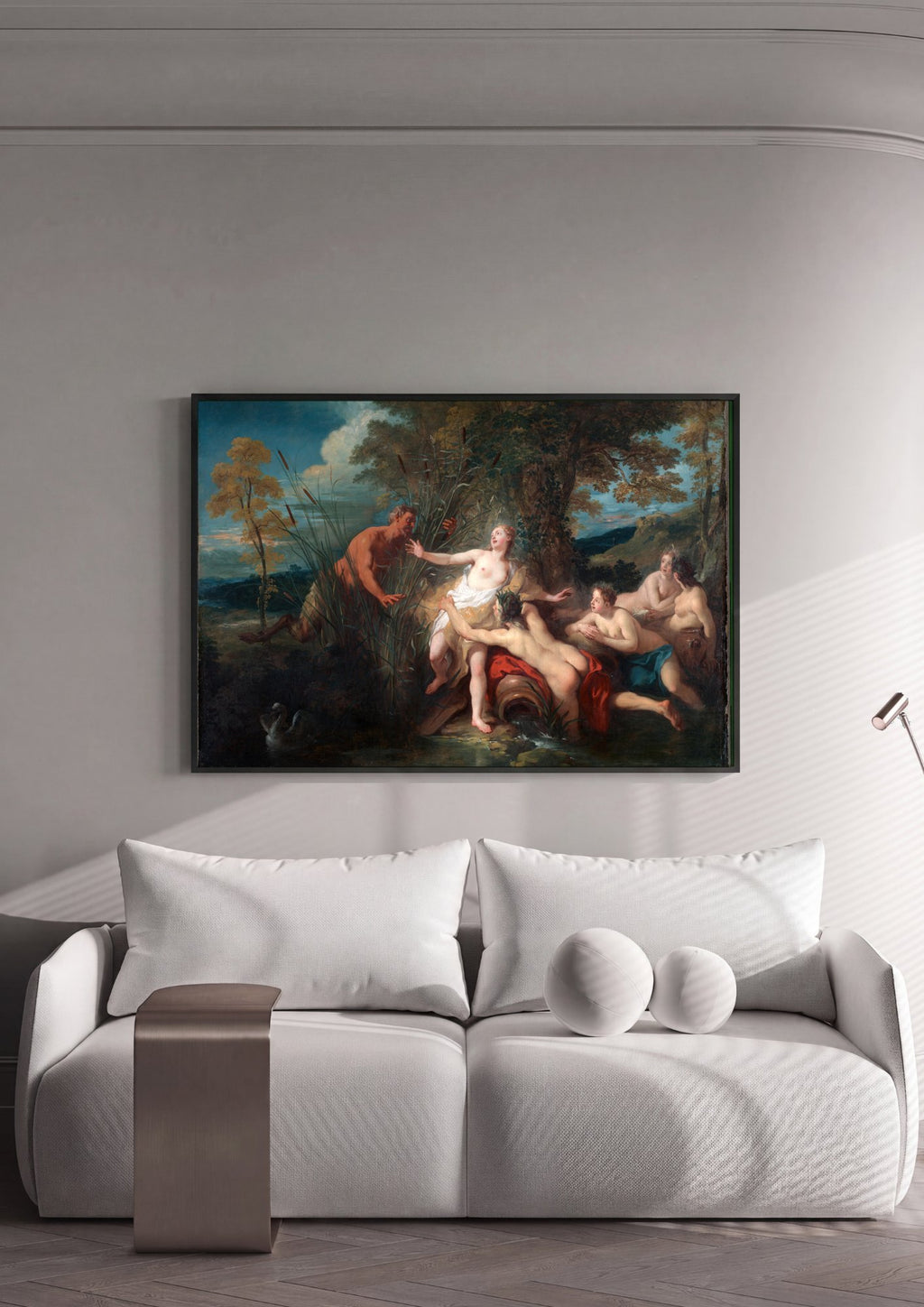Quadro Decorativo A Surpresa de Céfalo e Procris - Jean François de Troy em ambiente decorado
