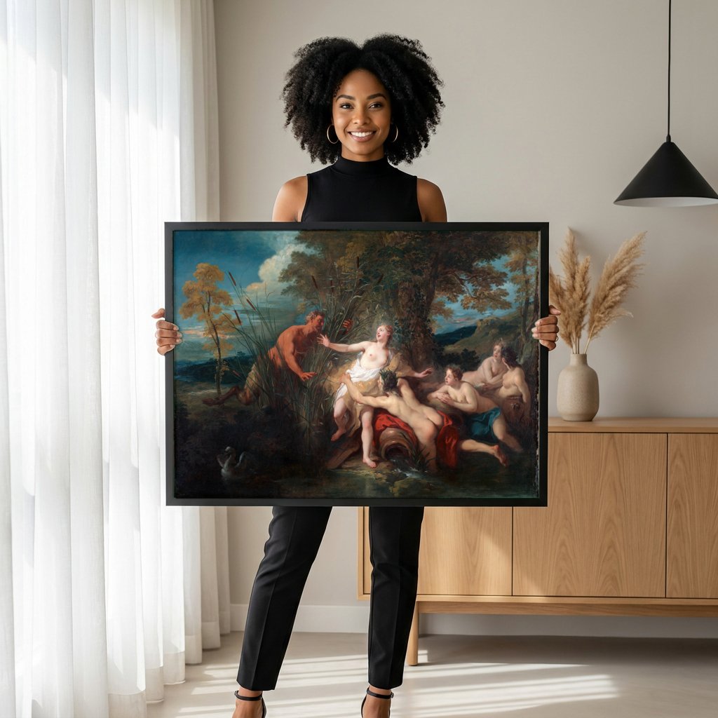Quadro Decorativo A Surpresa de Céfalo e Procris - Jean François de Troy com modelo em ambiente