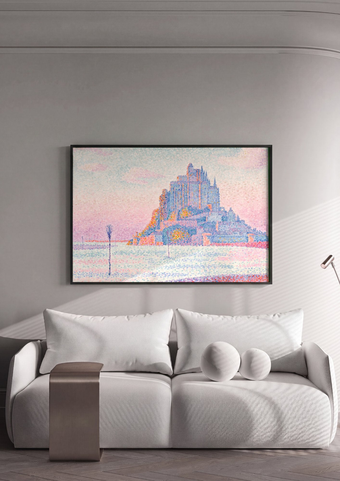 Quadro Decorativo Mont Saint-Michel ao Entardecer - Signac em ambiente decorado