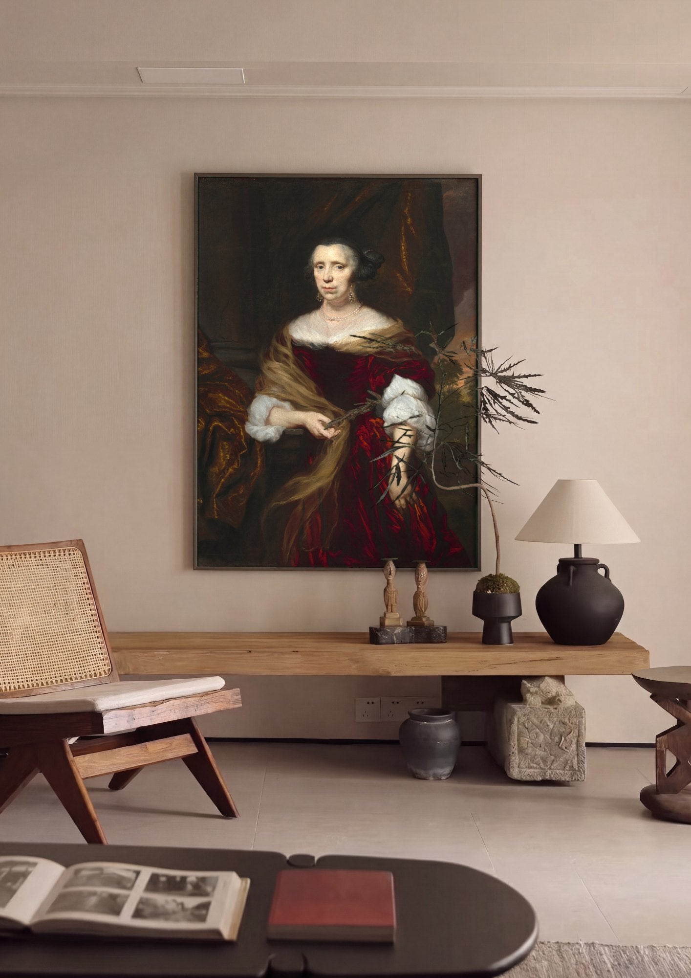 Quadro Decorativo Retrato de Mulher - Nicolaes Maes | quadro emoldurado na parede
