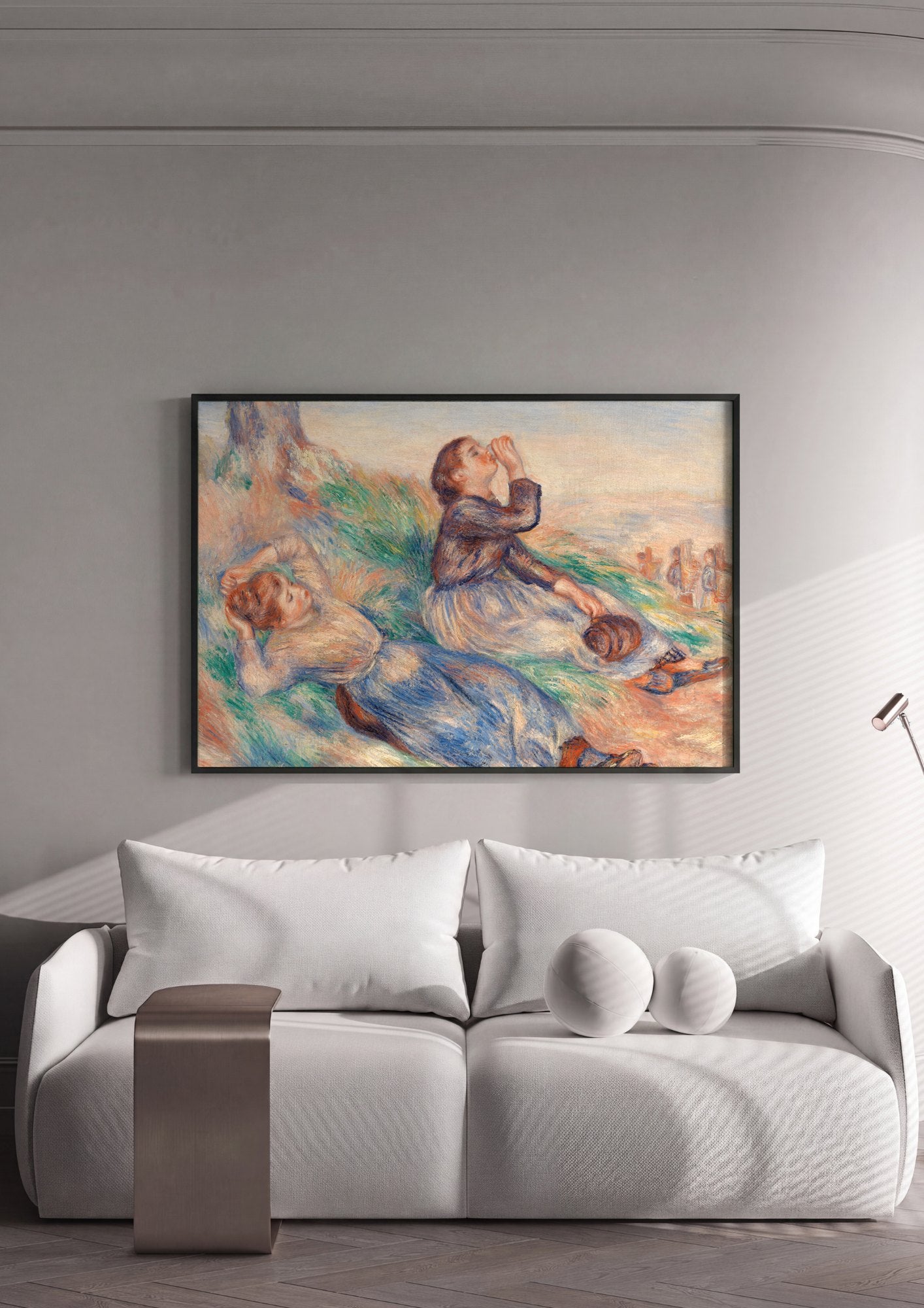 Quadro Decorativo Duas Meninas no Campo - Renoir | quadro emoldurado na parede
