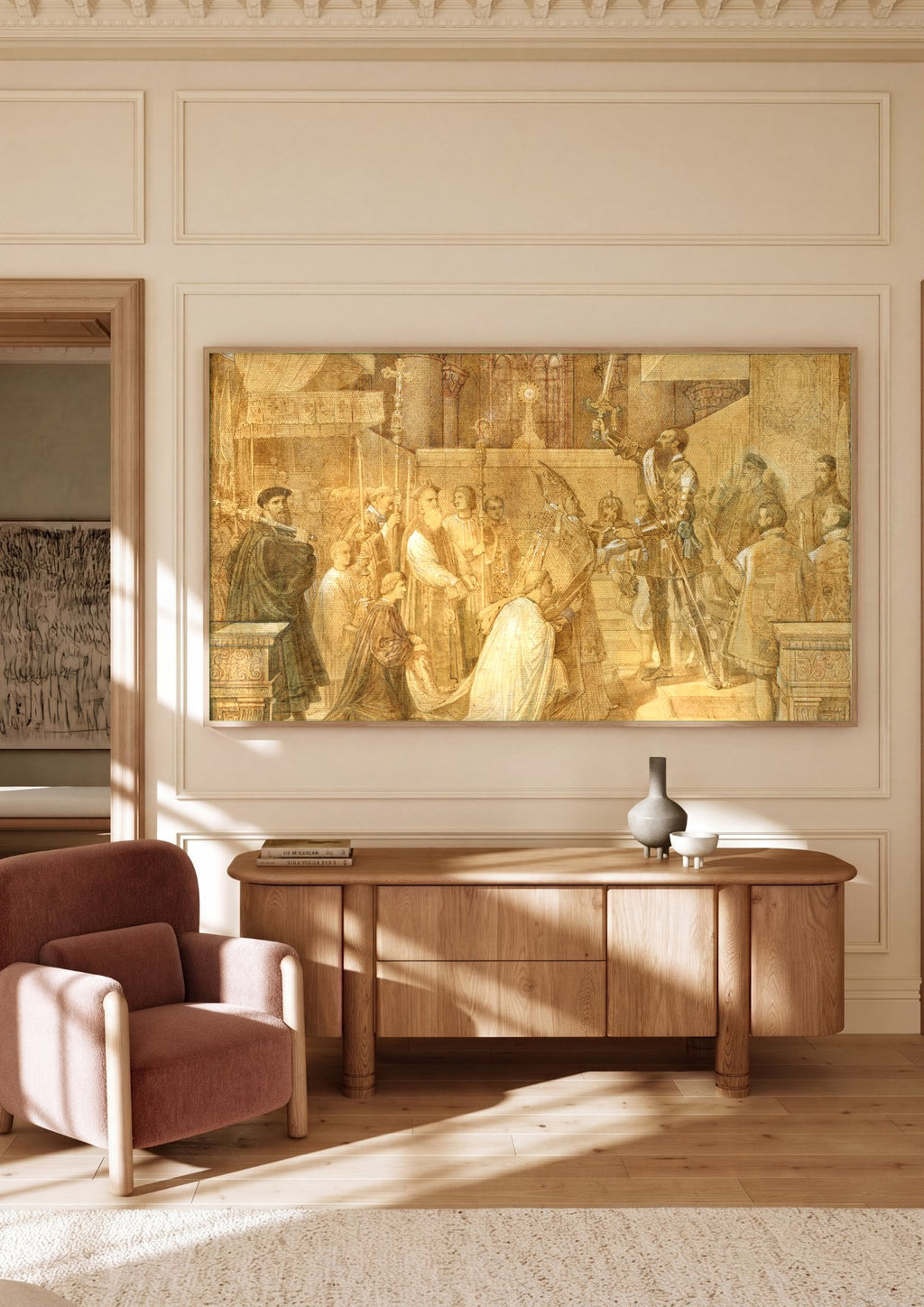 Quadro Decorativo A Investidura de São Fernando - Ingres em ambiente decorado