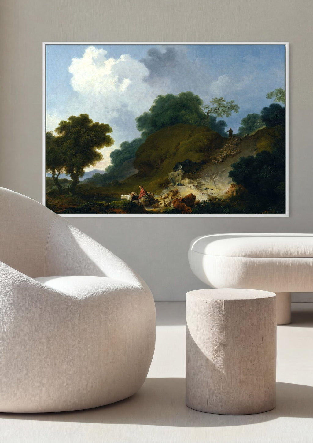 Quadro Decorativo A Partida do Rebanho - Fragonard em ambiente decorado