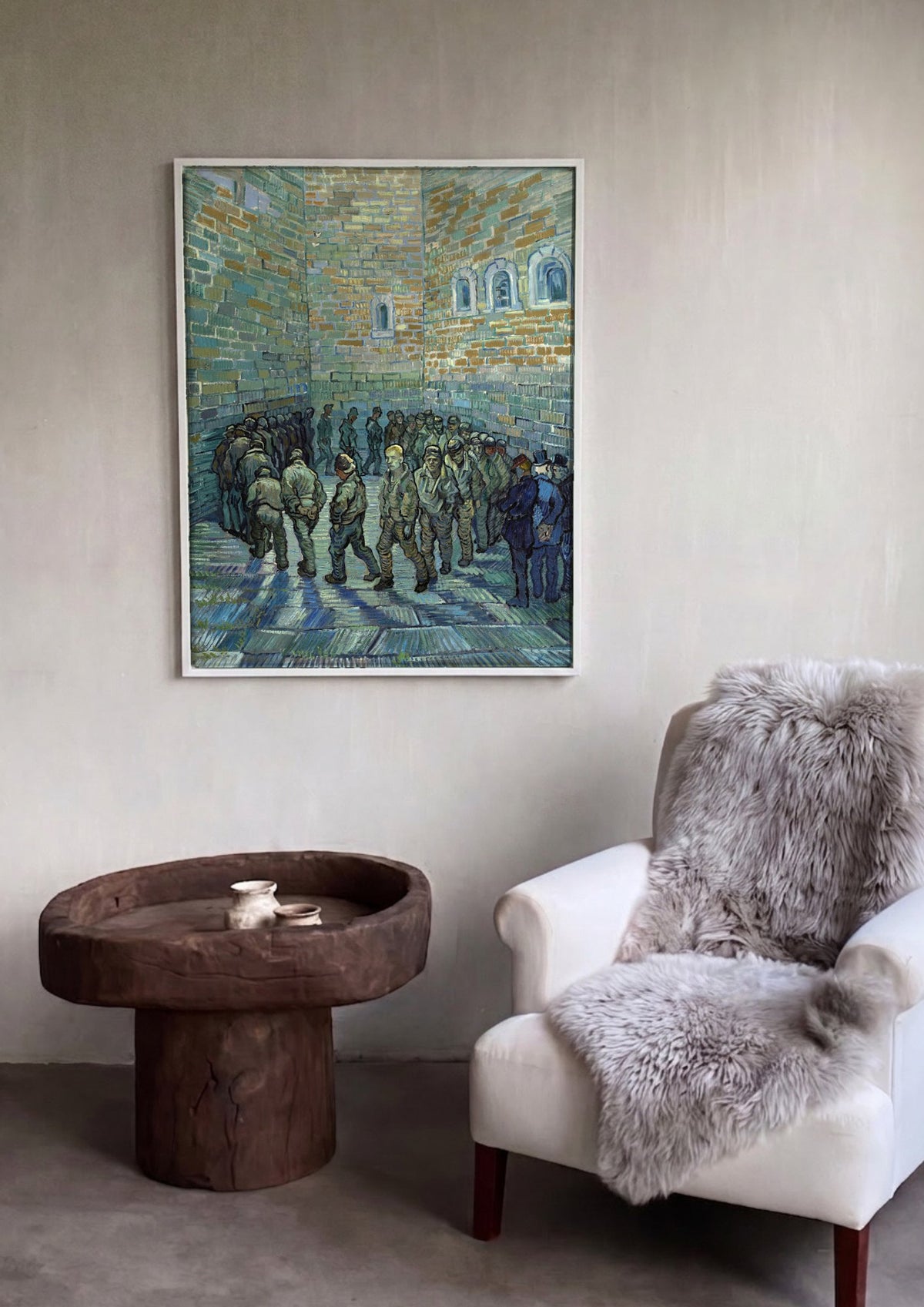 Quadro Decorativo Pátio da Prisão - Van Gogh | quadro emoldurado na parede