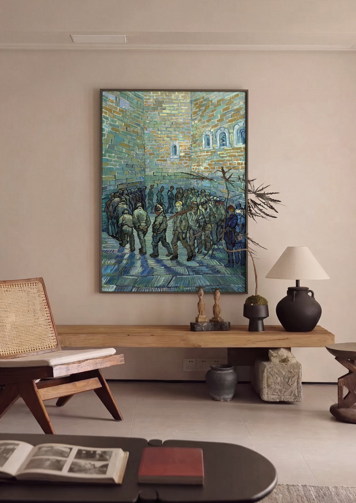 Quadro Decorativo Pátio da Prisão - Van Gogh | quadro emoldurado na parede
