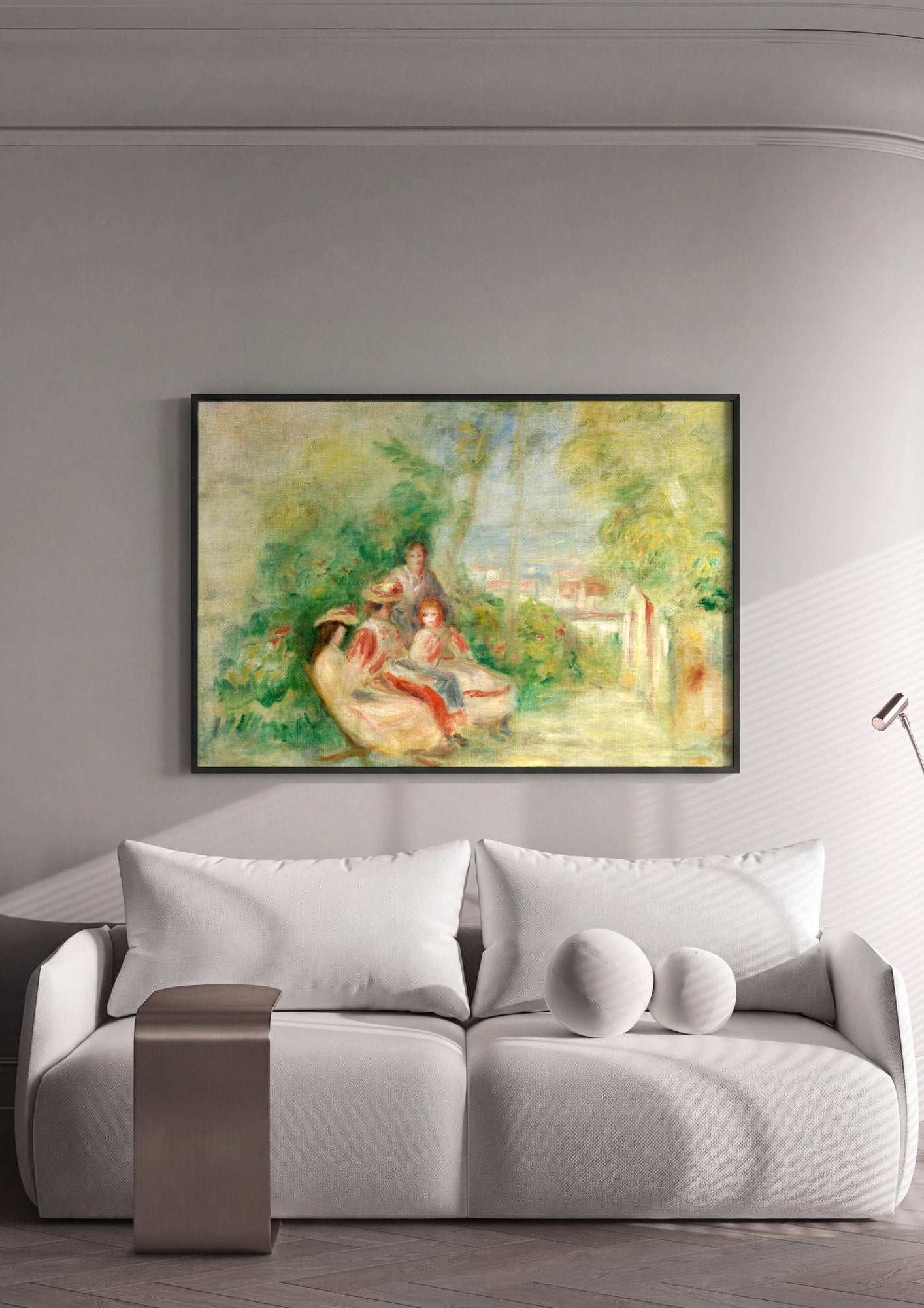 Quadro Decorativo Família no Jardim - Renoir | quadro emoldurado na parede