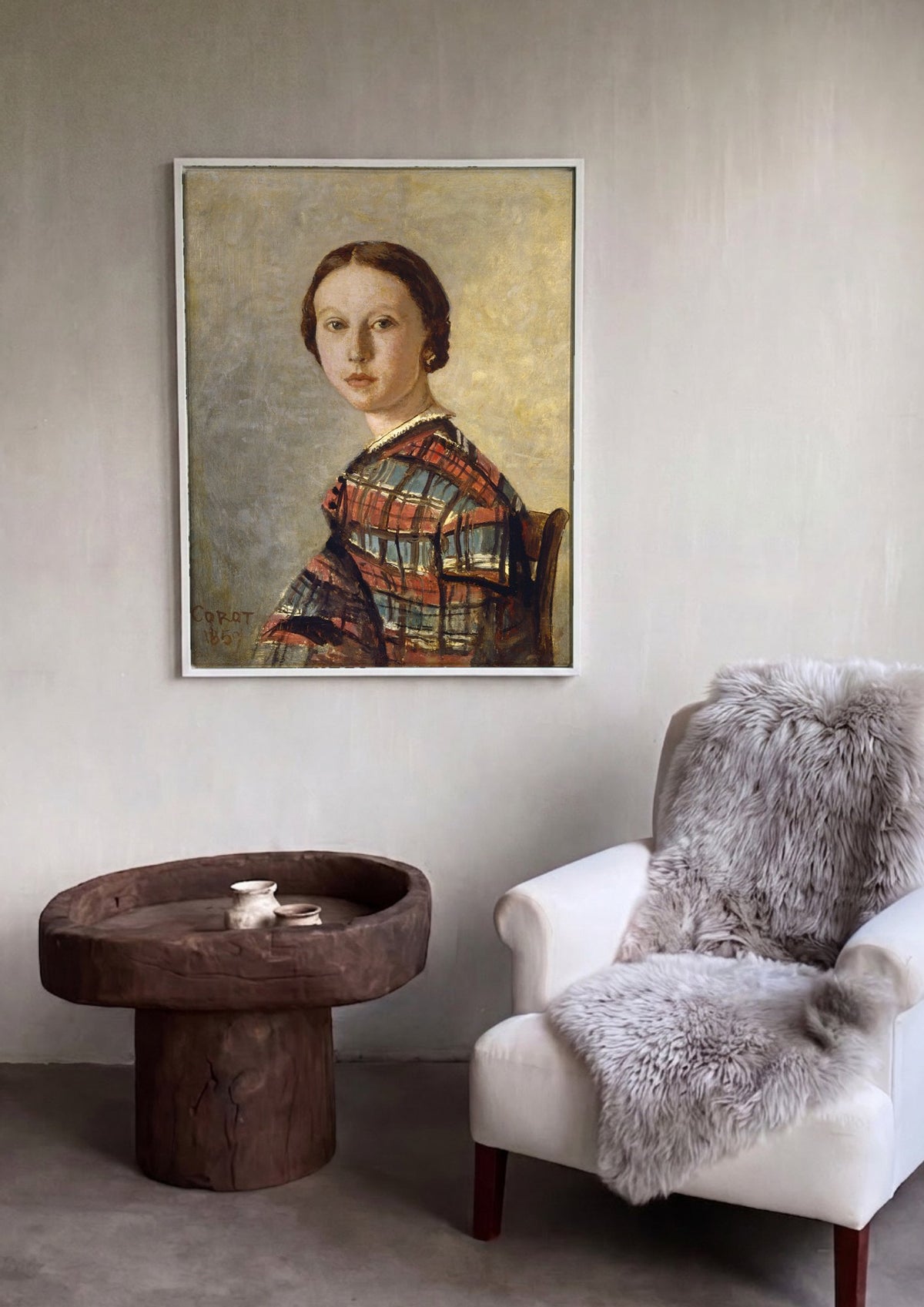 Quadro Decorativo Retrato de Mulher - Corot | quadro emoldurado na parede