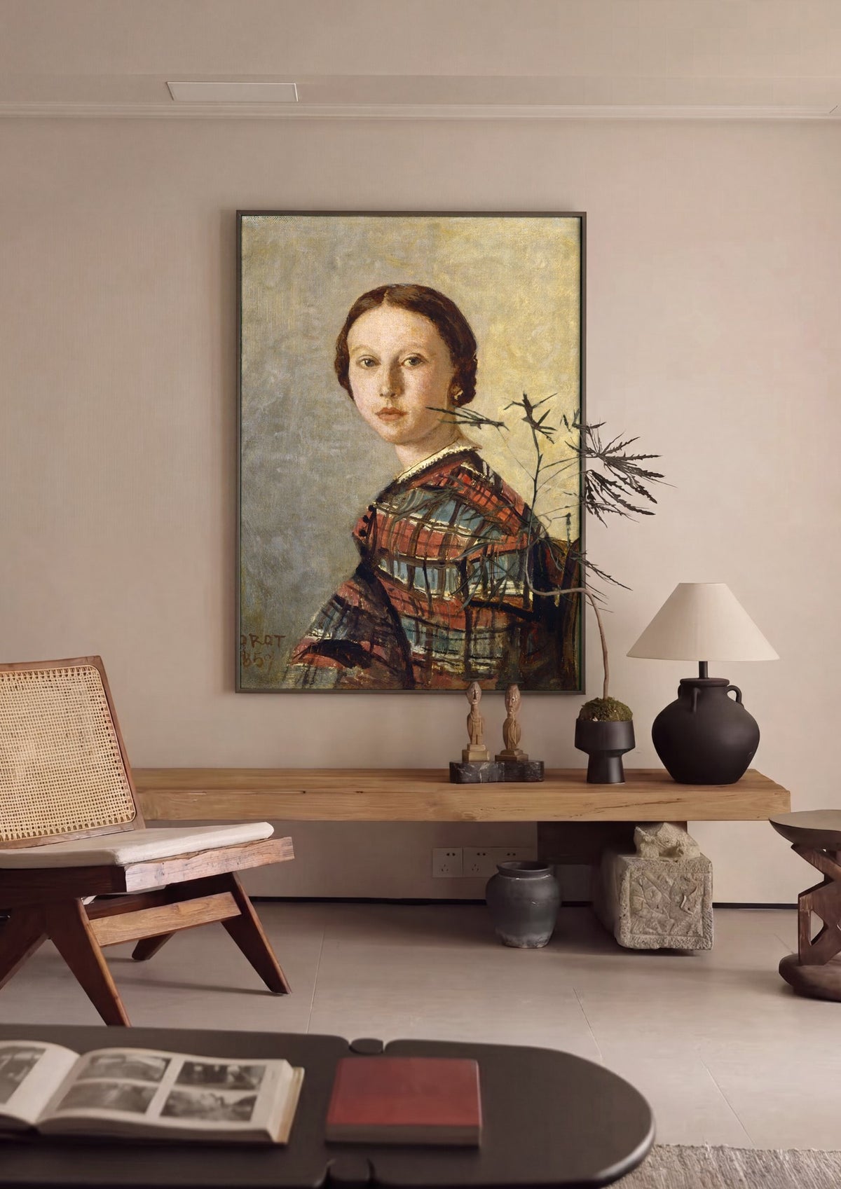 Quadro Decorativo Retrato de Mulher - Corot | quadro emoldurado na parede