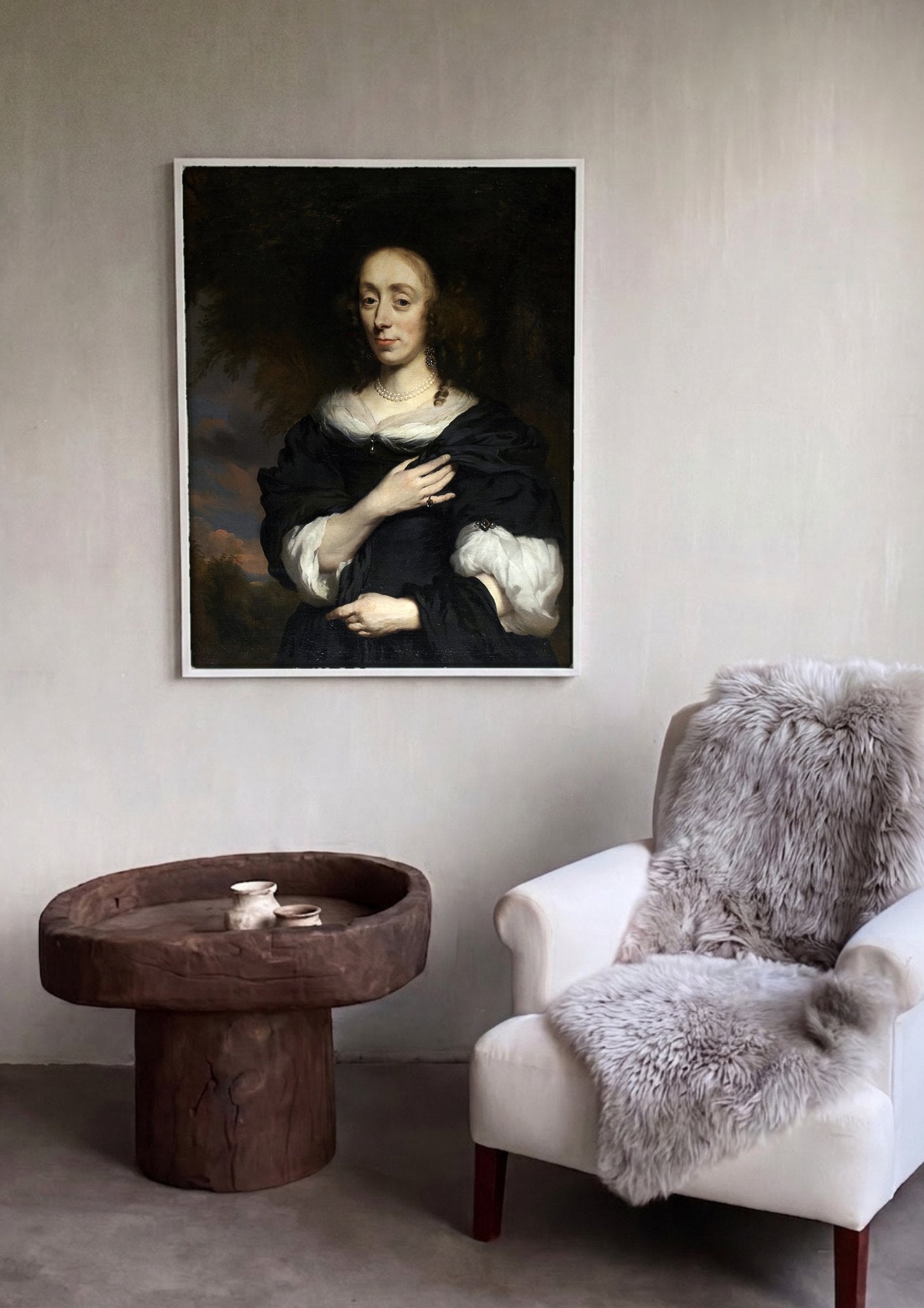 Quadro Decorativo Retrato de Mulher - Nicolaes Maes | quadro emoldurado na parede