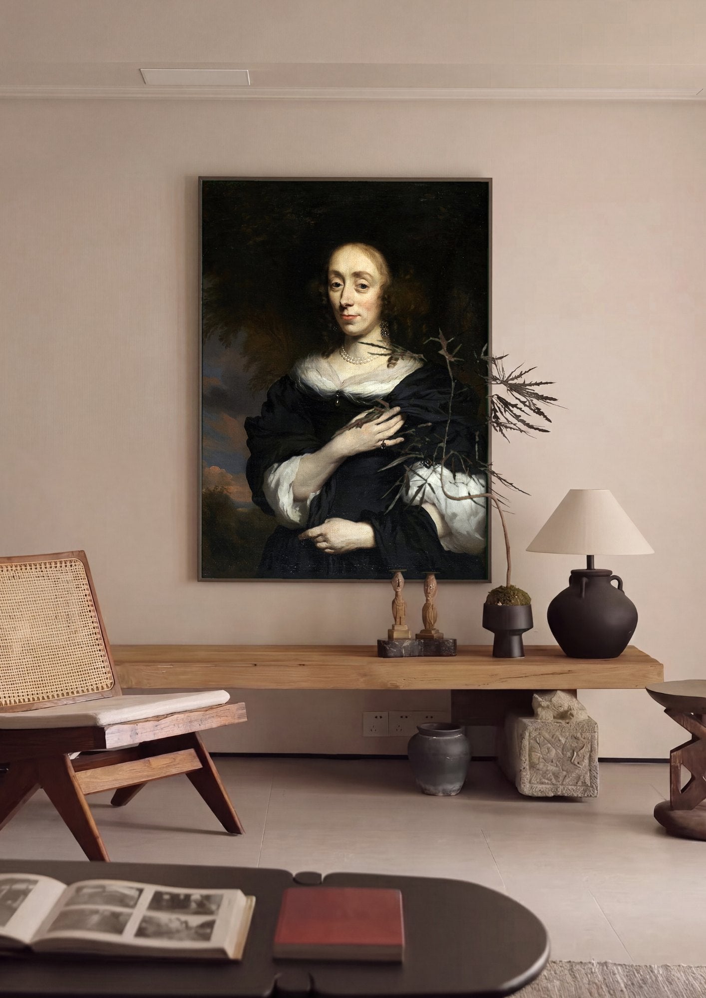 Quadro Decorativo Retrato de Mulher - Nicolaes Maes | quadro emoldurado na parede