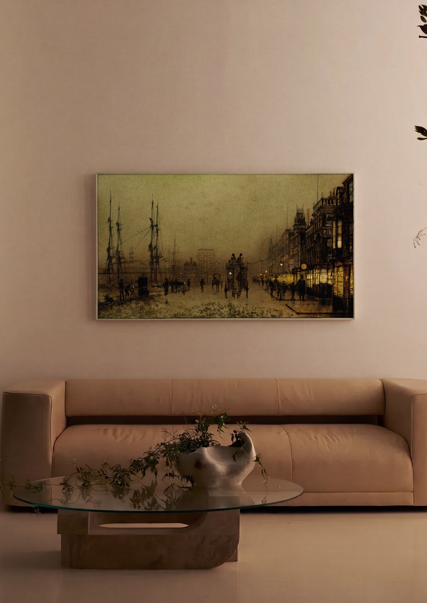 Quadro Decorativo Porto Urbano Noturno - Grimshaw em ambiente decorado