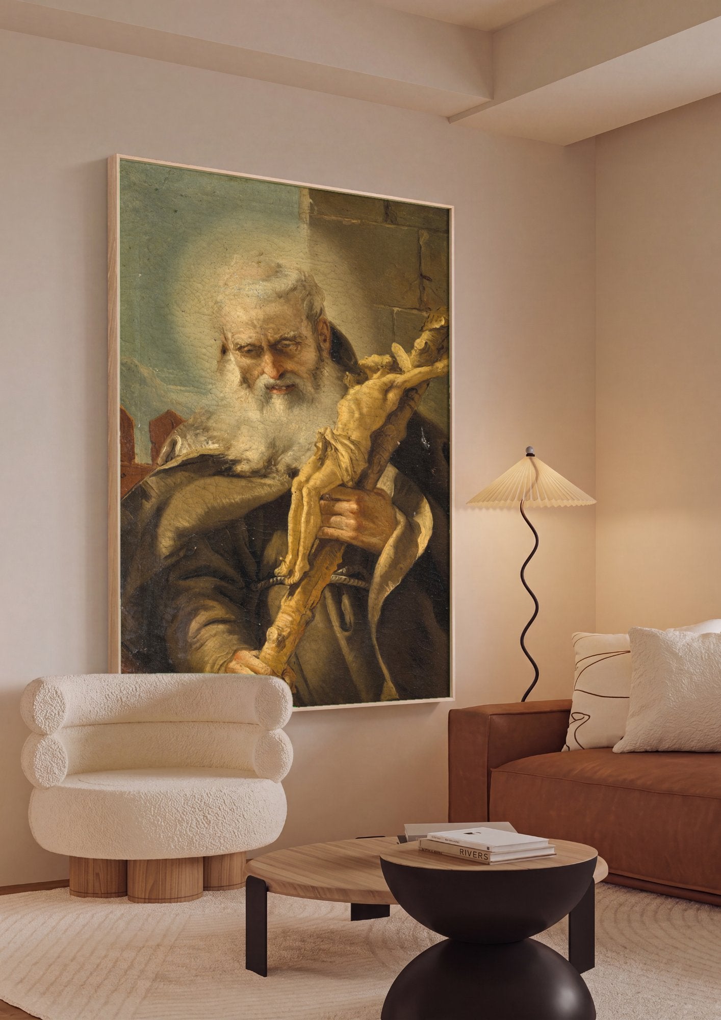 Quadro Decorativo Santo com Crucifixo - G. D. Tiepolo em ambiente decorado