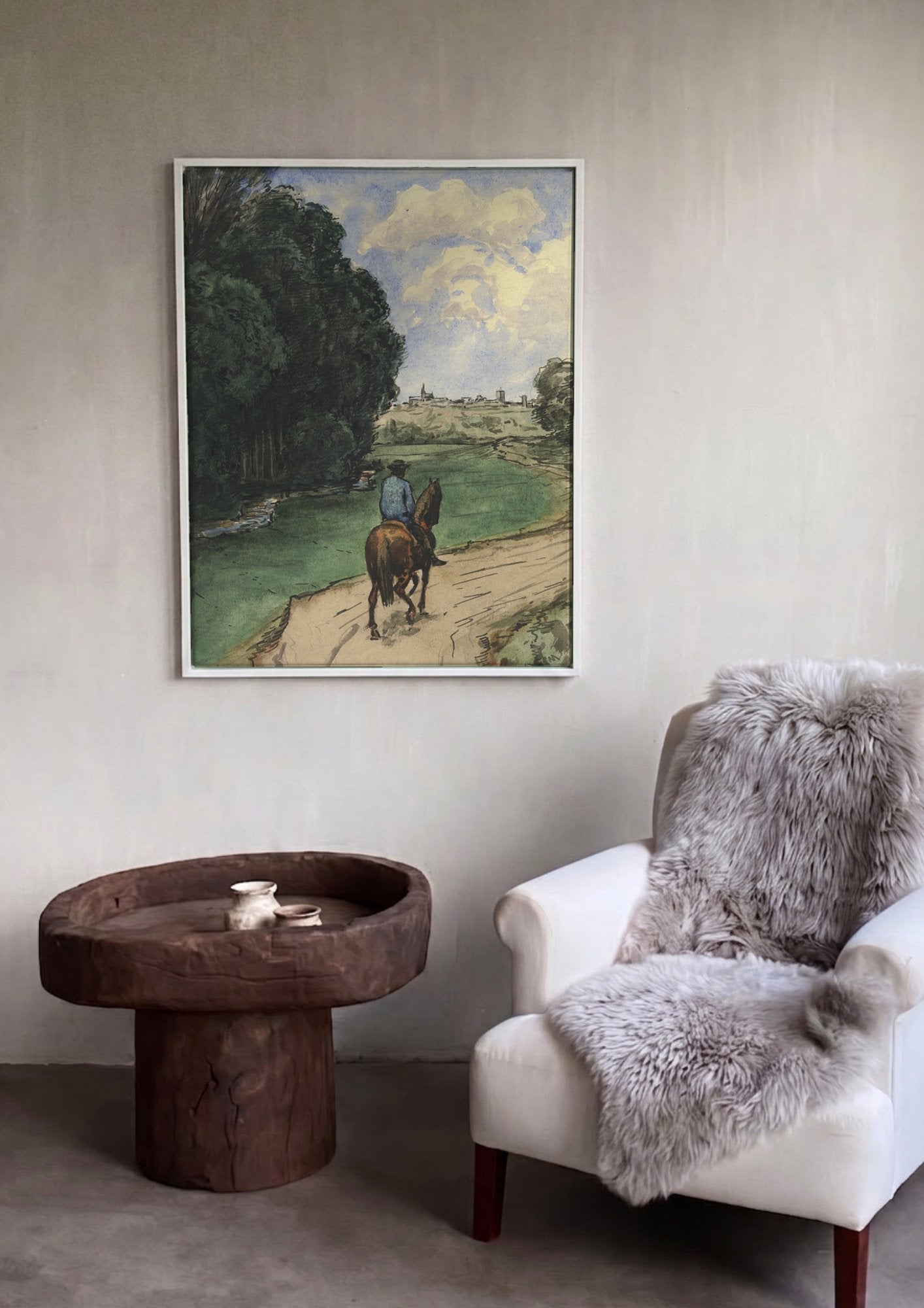 Quadro Decorativo A Caminho do Povoado - Hans Thoma em ambiente decorado