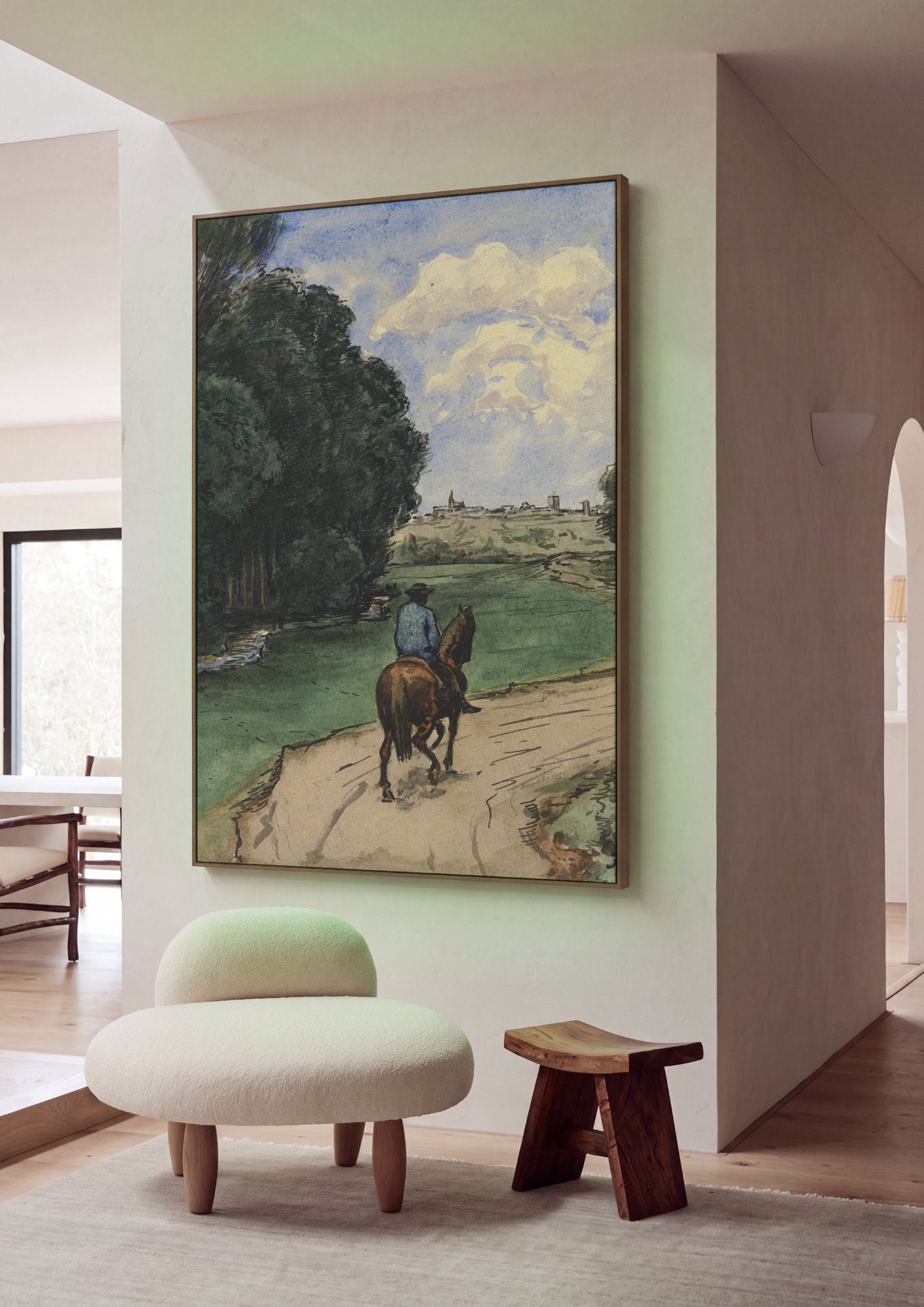 Quadro Decorativo A Caminho do Povoado - Hans Thoma em ambiente decorado
