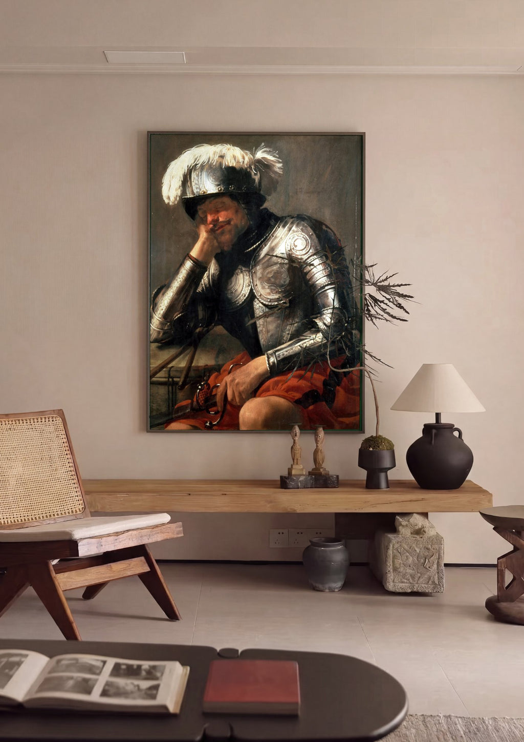 Quadro Decorativo O Soldado Adormecido - Hendrick ter Brugghen em ambiente decorado