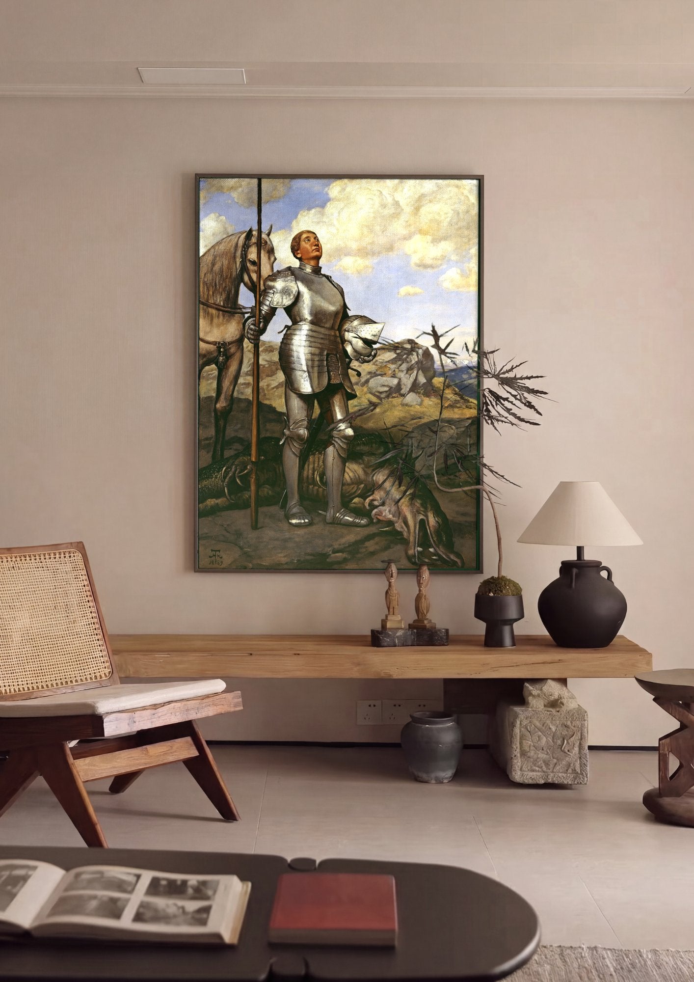 Quadro Decorativo São Jorge e o Dragão - Hans Thoma em ambiente decorado