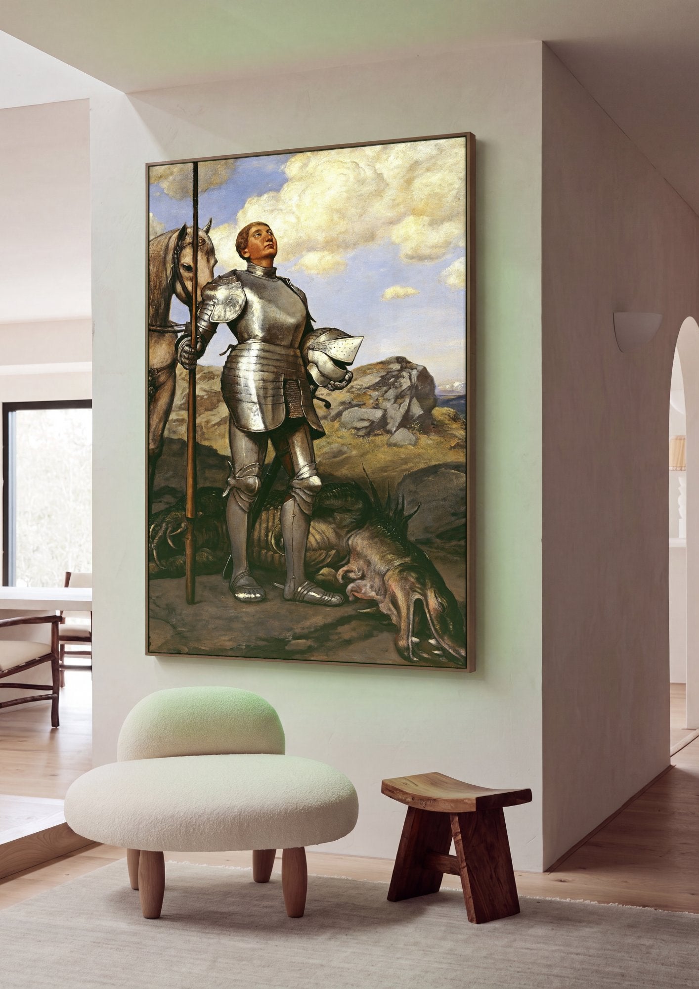 Quadro Decorativo São Jorge e o Dragão - Hans Thoma em ambiente decorado