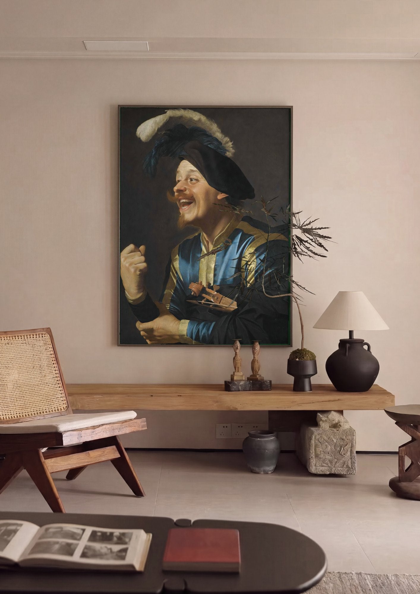 Quadro Decorativo 'O Violinista Risonho' - Honthorst em ambiente decorado