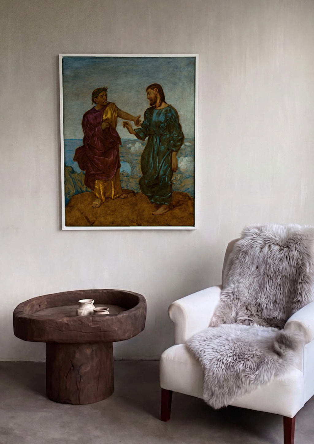 Quadro Decorativo A Tentação de Cristo - Hans Thoma em ambiente decorado