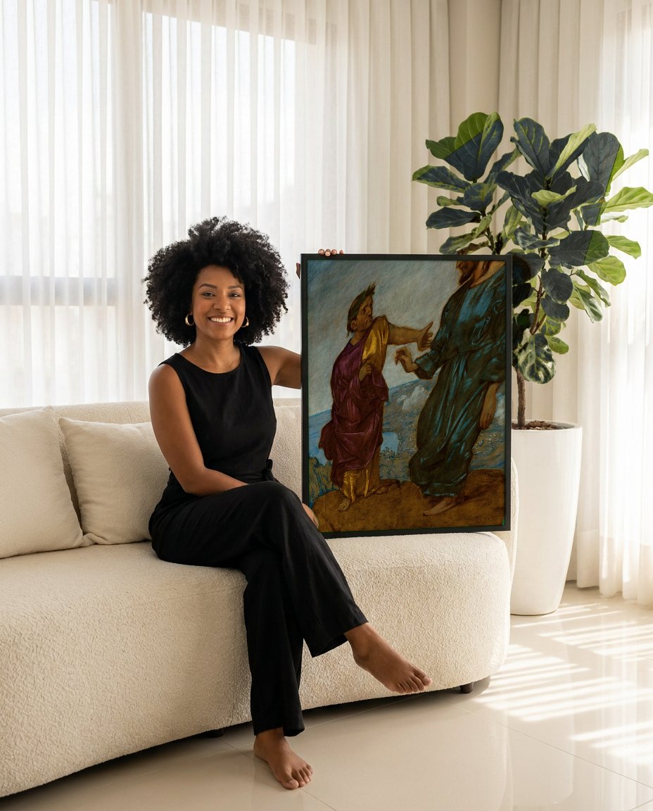 Quadro Decorativo A Tentação de Cristo - Hans Thoma com modelo em ambiente