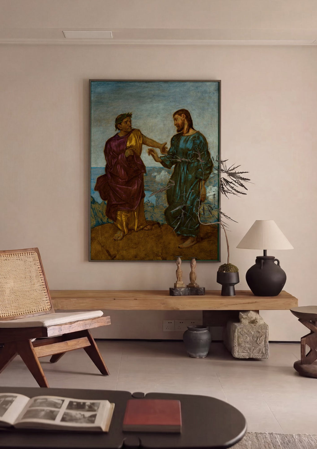 Quadro Decorativo A Tentação de Cristo - Hans Thoma em ambiente decorado