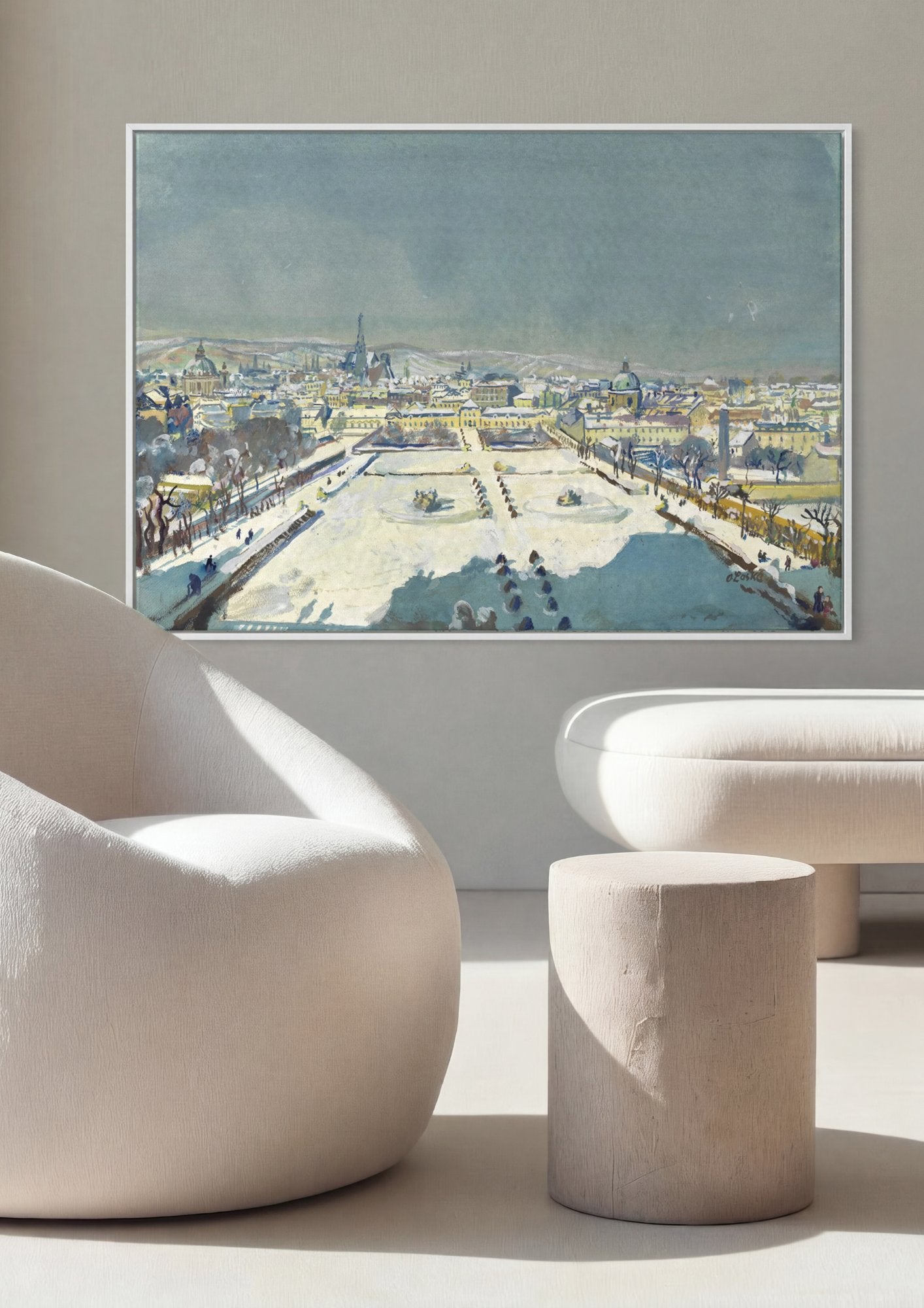 Quadro Decorativo Jardins Imperiais no Inverno - Oskar Laske em ambiente decorado