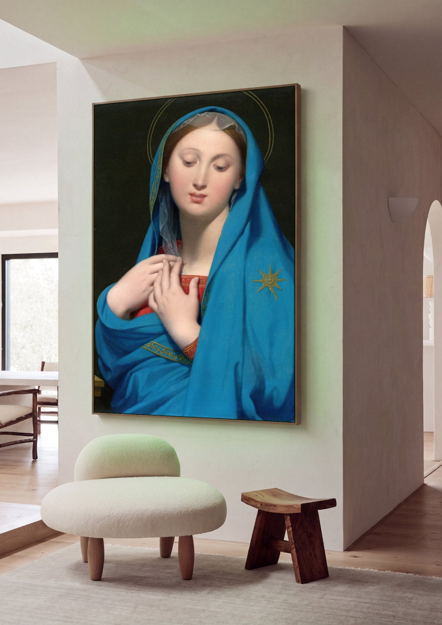 Quadro Decorativo A Virgem de Adoração - Ingres em ambiente decorado