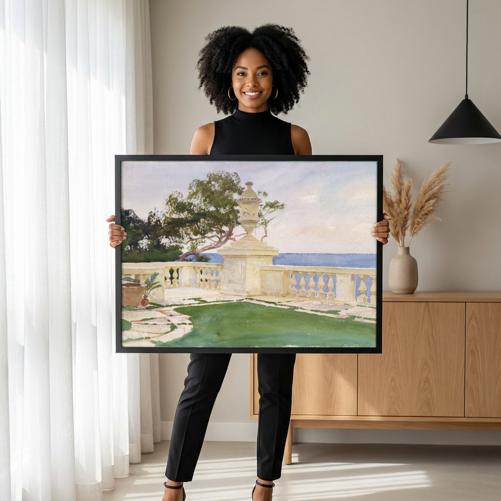 Quadro Decorativo Terraço Mediterrâneo - John Singer Sargent com modelo em ambiente