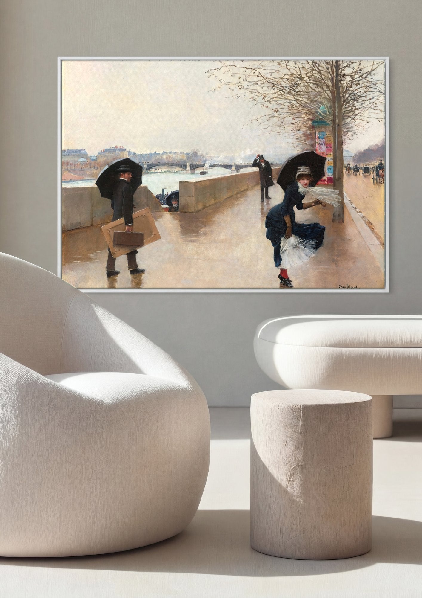 Quadro Decorativo 'Paris em Dia Chuvoso' - Jean Béraud em ambiente decorado