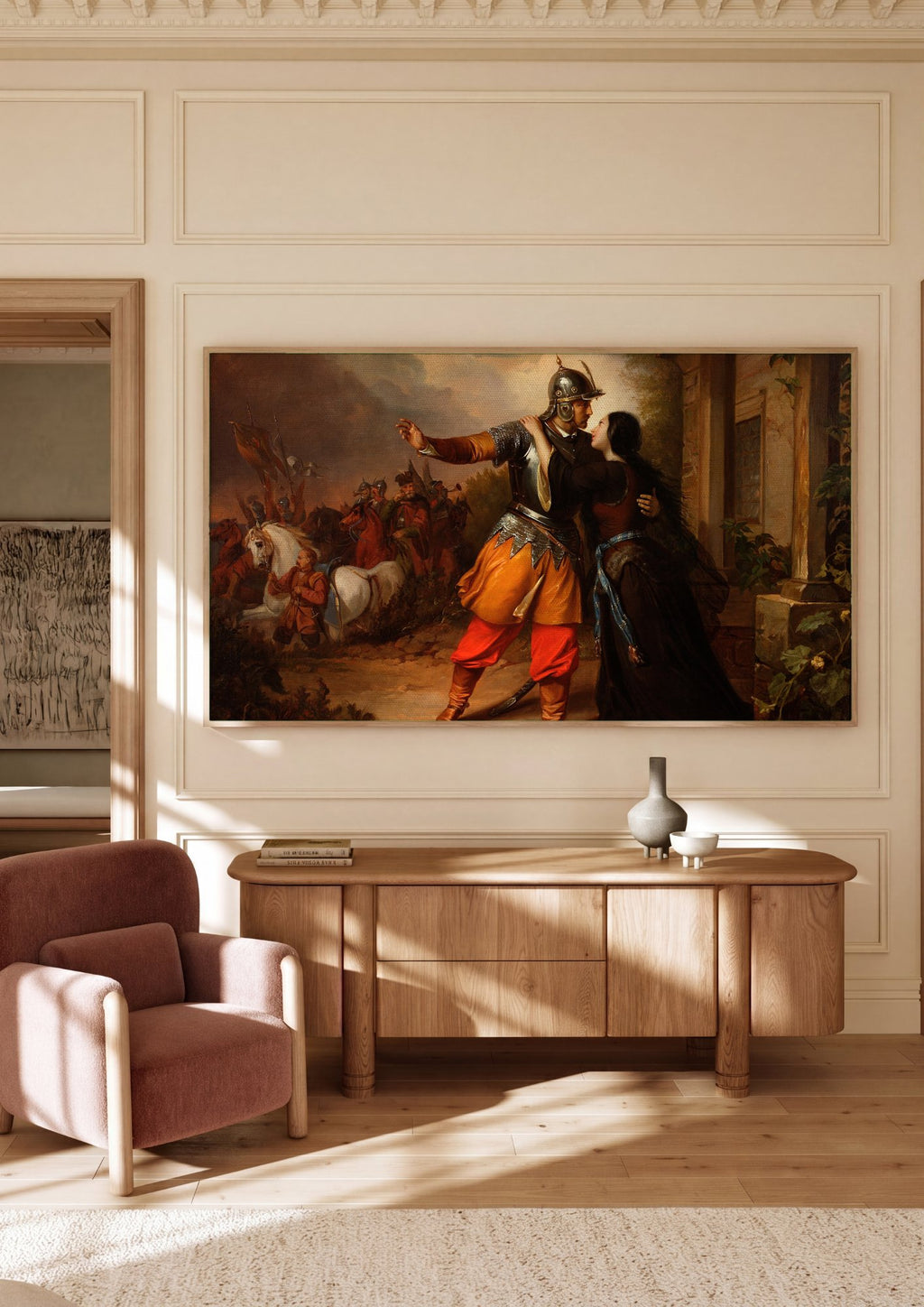 Quadro Decorativo A Partida do Soldado - Józef Simmler em ambiente decorado