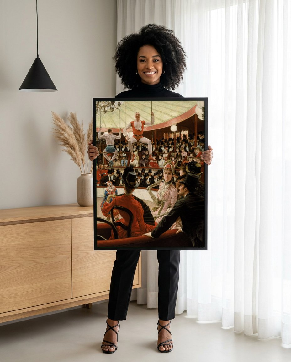 Quadro Decorativo O Círculo de Inverno - James Tissot com modelo em ambiente