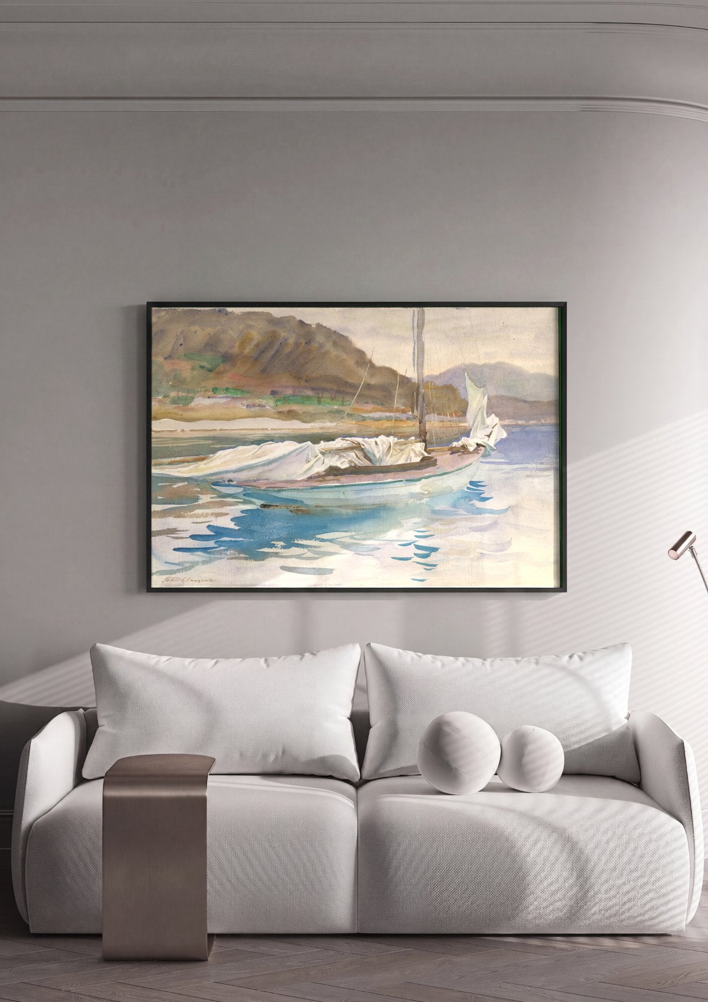 Quadro Decorativo Barco à Vela no Lago - John Singer Sargent em ambiente decorado