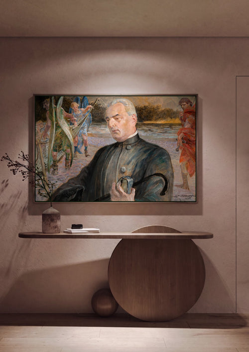 Quadro Decorativo 'O Poeta (Autorretrato)' - Jacek Malczewski em ambiente decorado