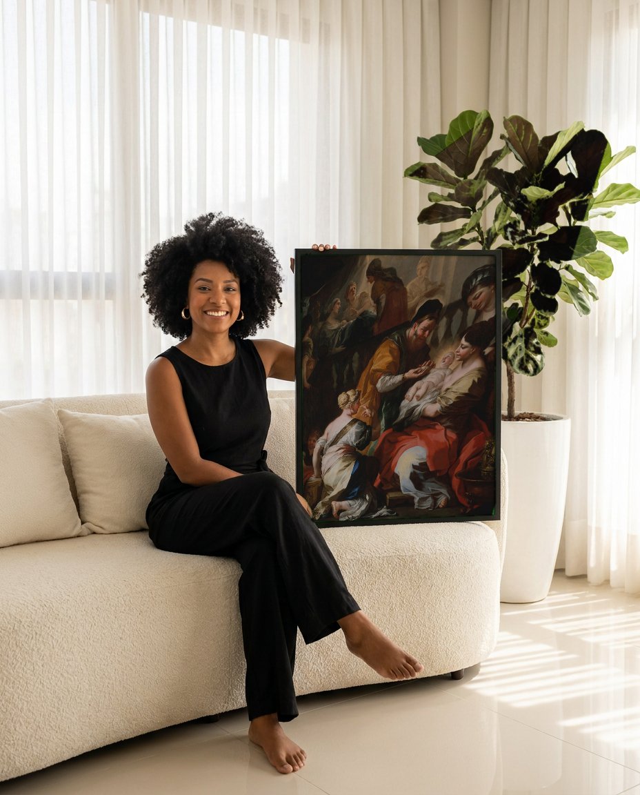 Quadro Decorativo A Circuncisão de São João Batista - Solimena com modelo em ambiente