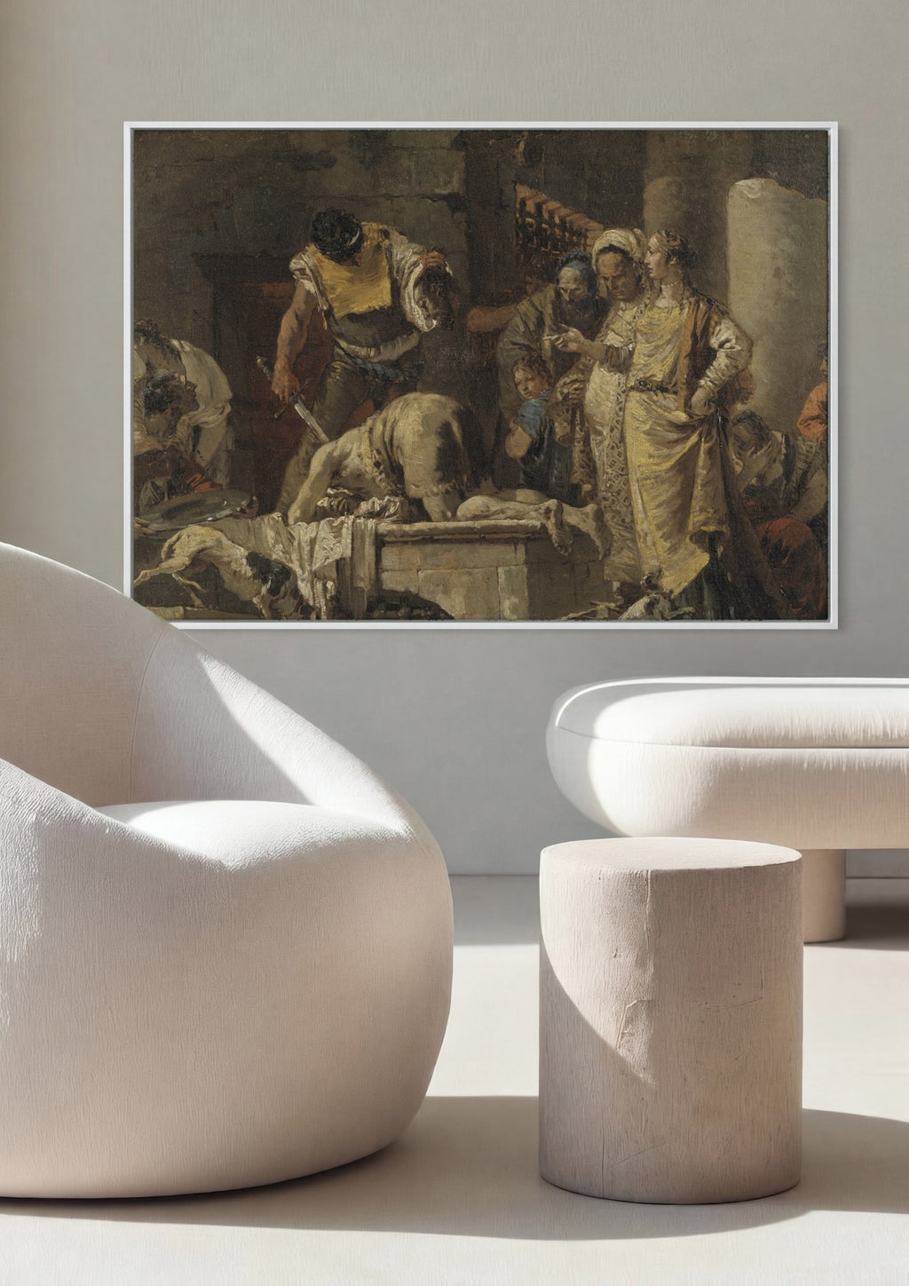 Quadro Decorativo A Decapitação de São João Batista - Tiepolo em ambiente decorado