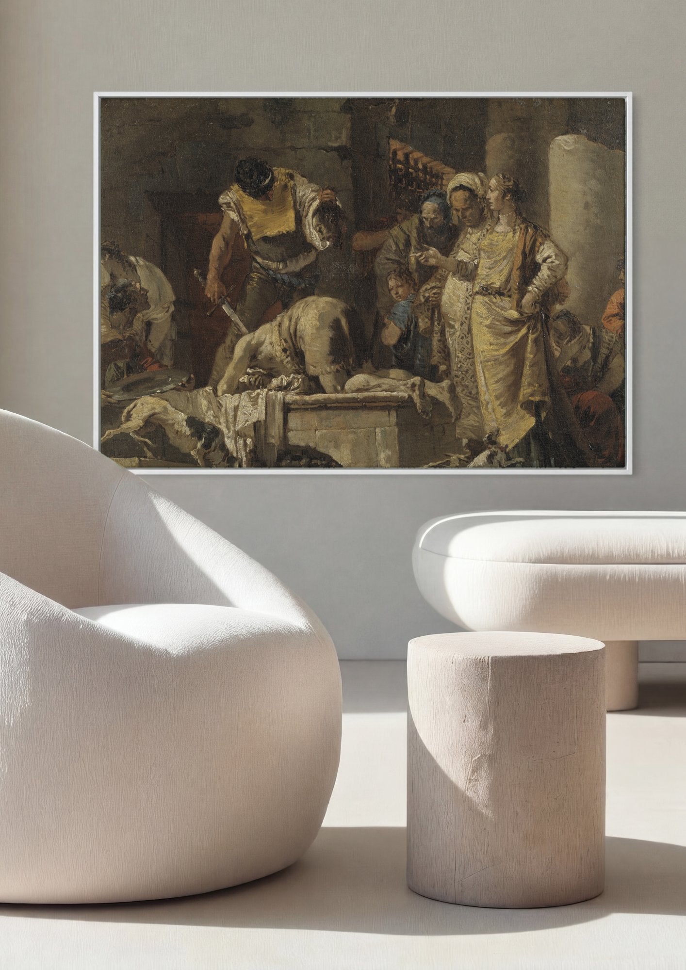 Quadro Decorativo A Decapitação de São João Batista - Tiepolo em ambiente decorado
