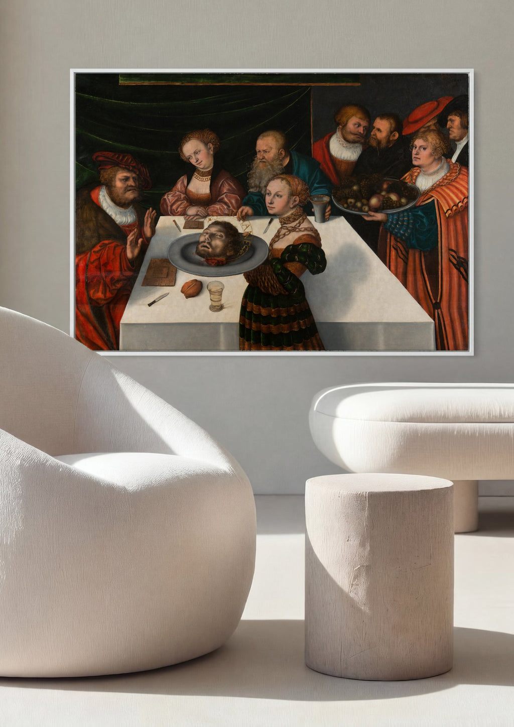 Quadro Decorativo A Decapitação de São João Batista - Cranach em ambiente decorado