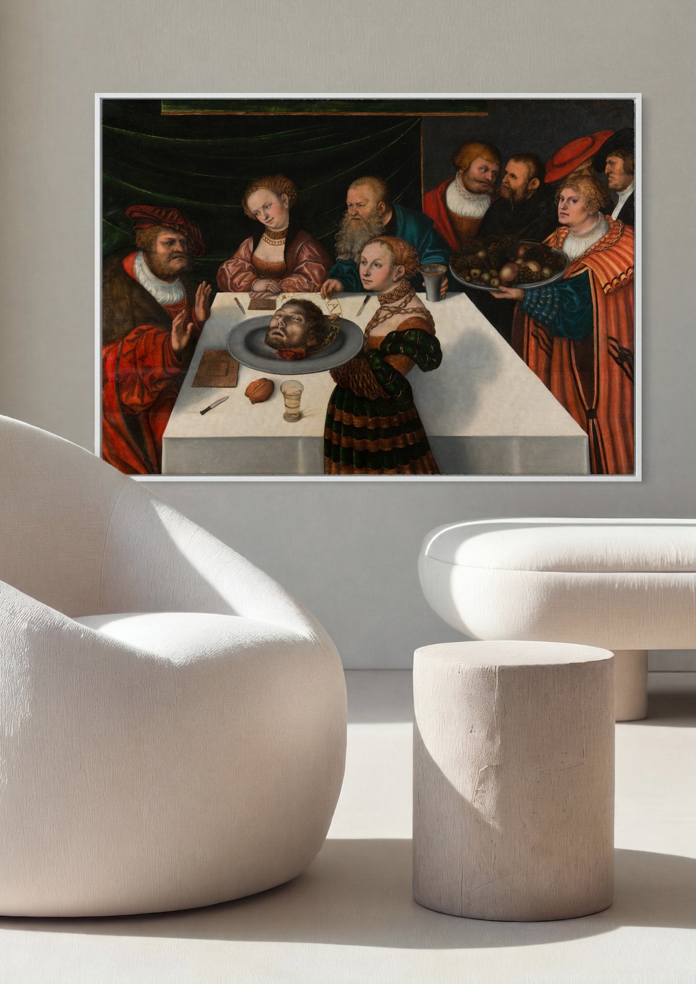 Quadro Decorativo A Decapitação de São João Batista - Cranach em ambiente decorado