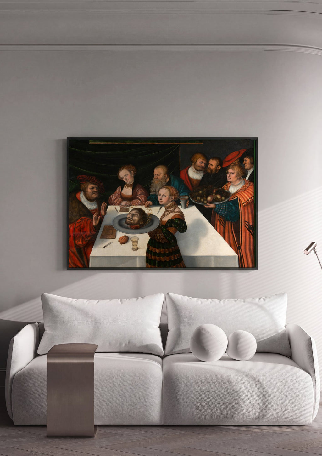 Quadro Decorativo A Decapitação de São João Batista - Cranach em ambiente decorado