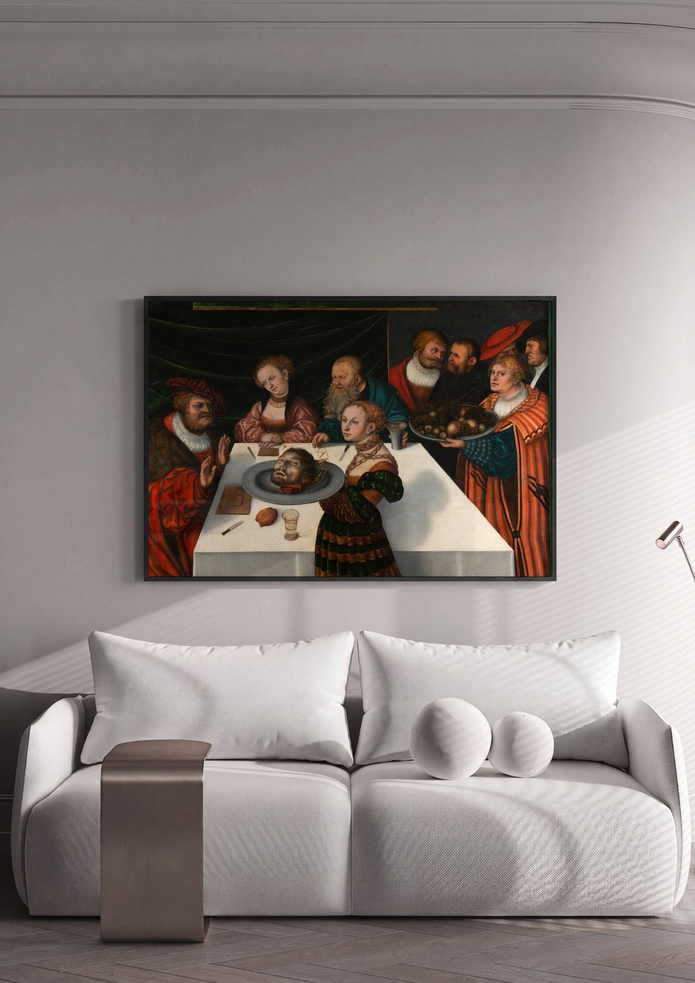 Quadro Decorativo A Decapitação de São João Batista - Cranach em ambiente decorado