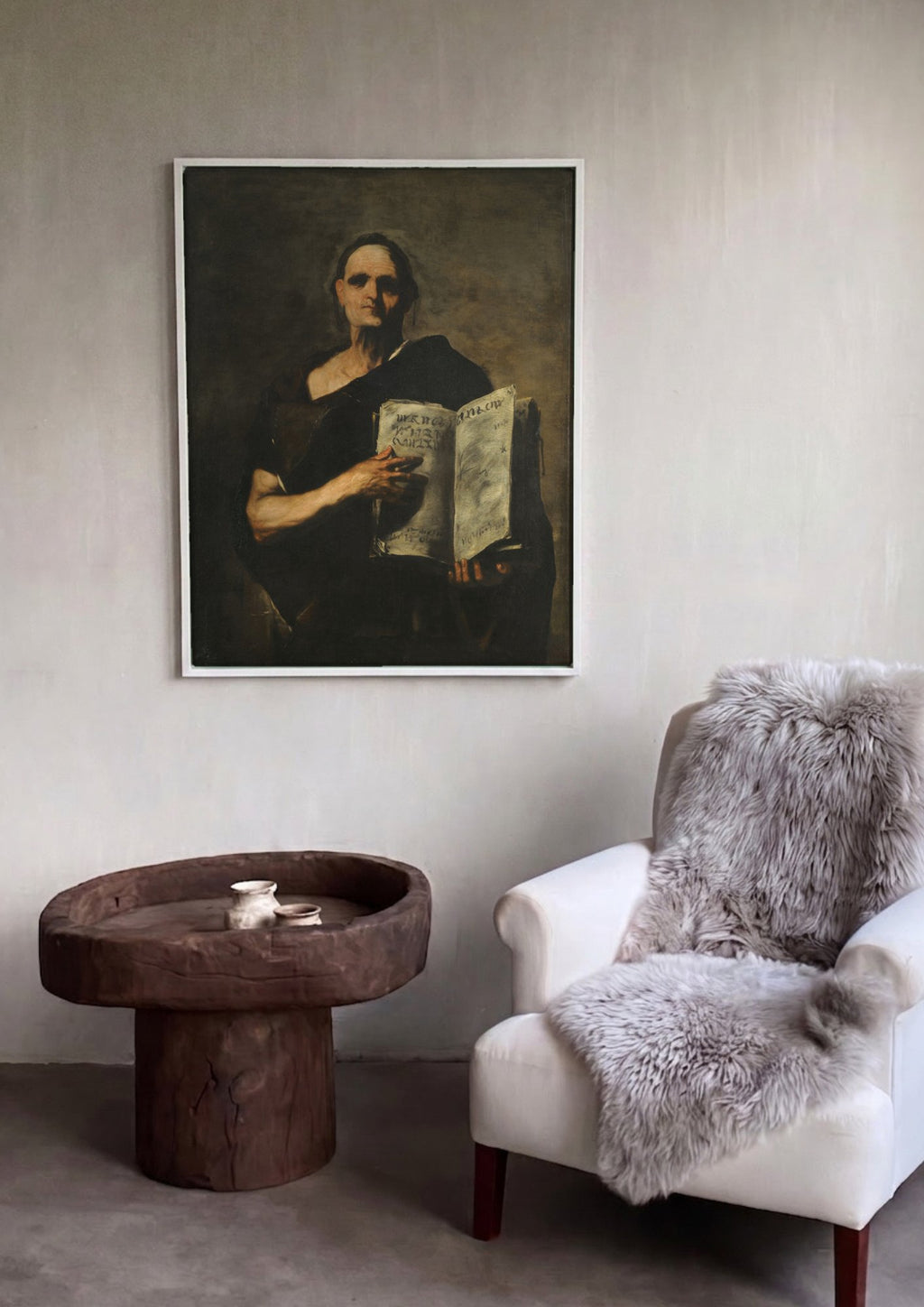 Quadro Decorativo Homem Lendo um Livro - Luca Giordano em ambiente decorado