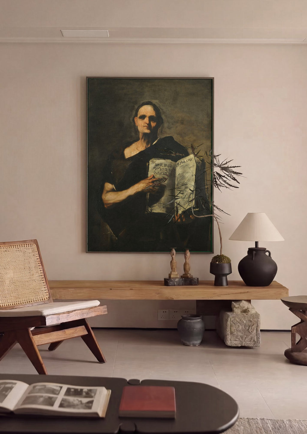 Quadro Decorativo Homem Lendo um Livro - Luca Giordano em ambiente decorado