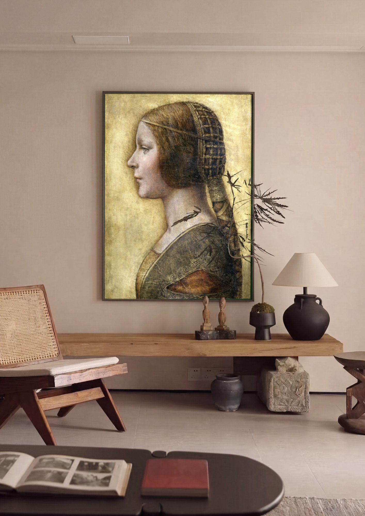 Quadro Decorativo A Dama com o Arminho - Leonardo da Vinci em ambiente decorado