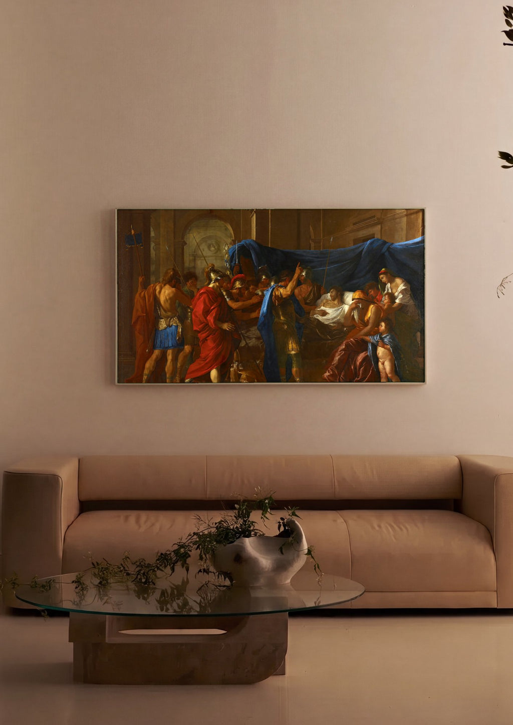 Quadro Decorativo A Morte de Germânico - Nicolas Poussin em ambiente decorado