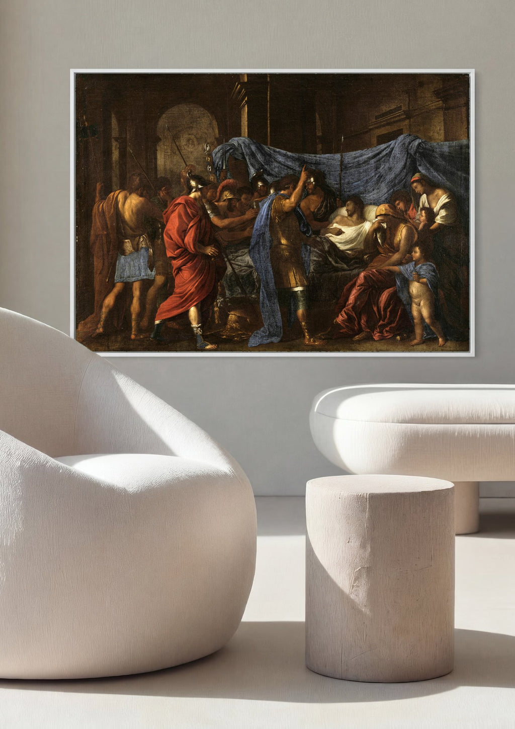 Quadro Decorativo A Morte de Germânico - Nicolas Poussin em ambiente decorado