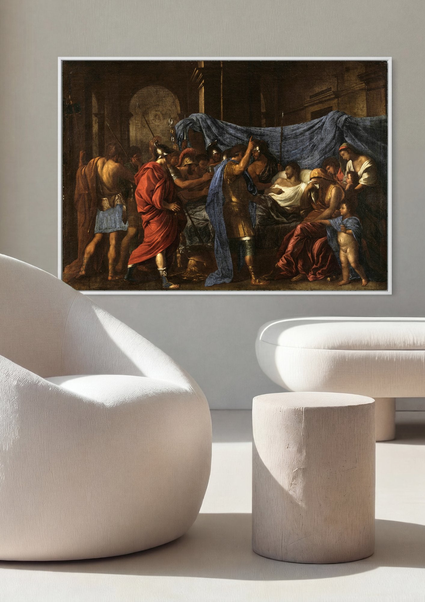 Quadro Decorativo A Morte de Germânico - Nicolas Poussin em ambiente decorado