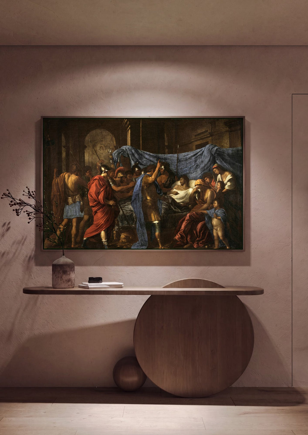 Quadro Decorativo A Morte de Germânico - Nicolas Poussin em ambiente decorado