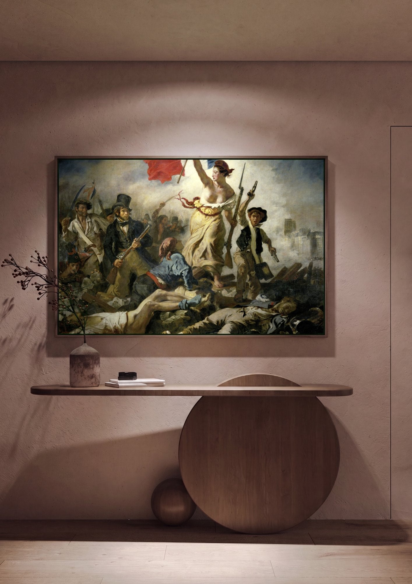 Quadro Decorativo A Liberdade Guiando o Povo - Delacroix em ambiente decorado